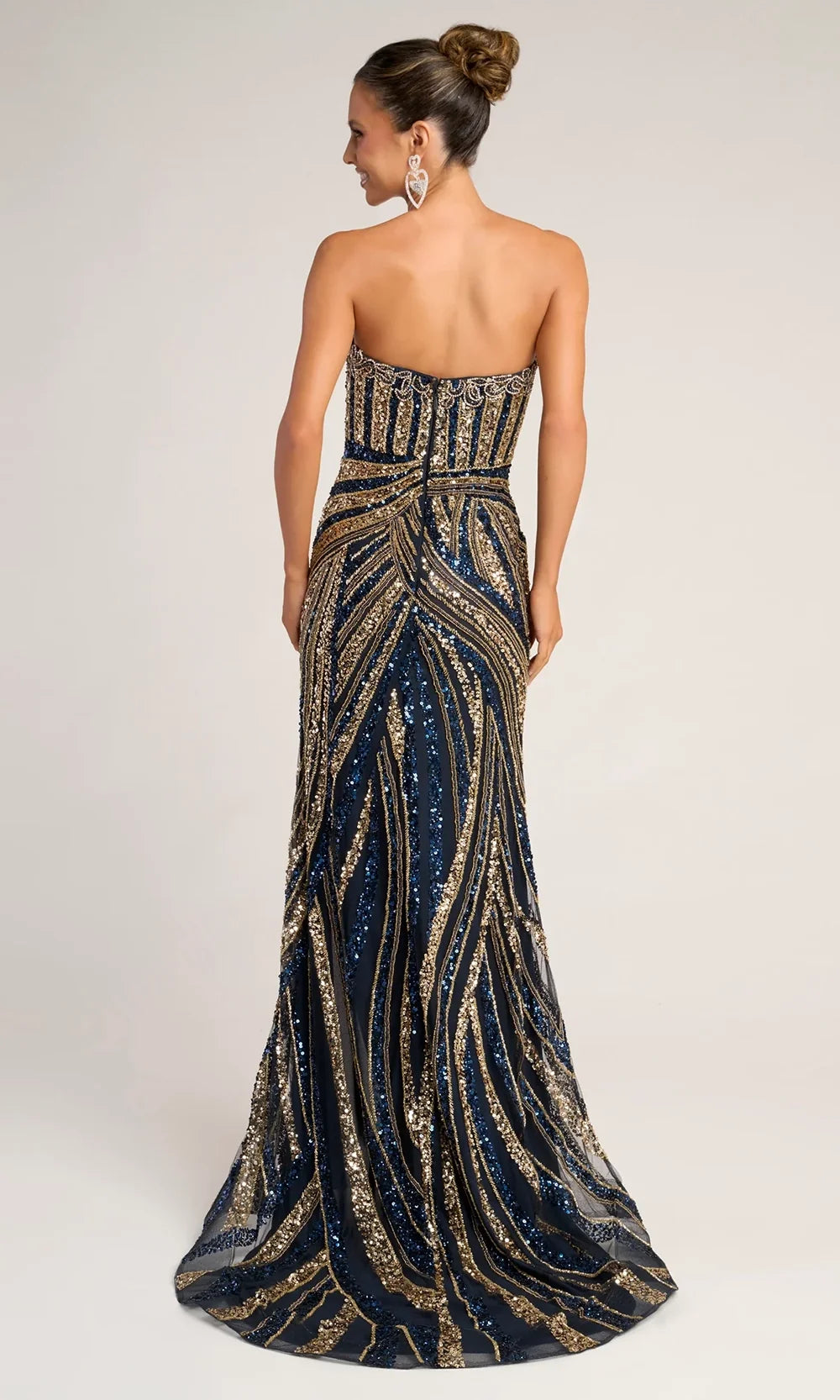 Portia and Scarlett PS26418C - Plunging V-Neck Sparkling Fitted Dress