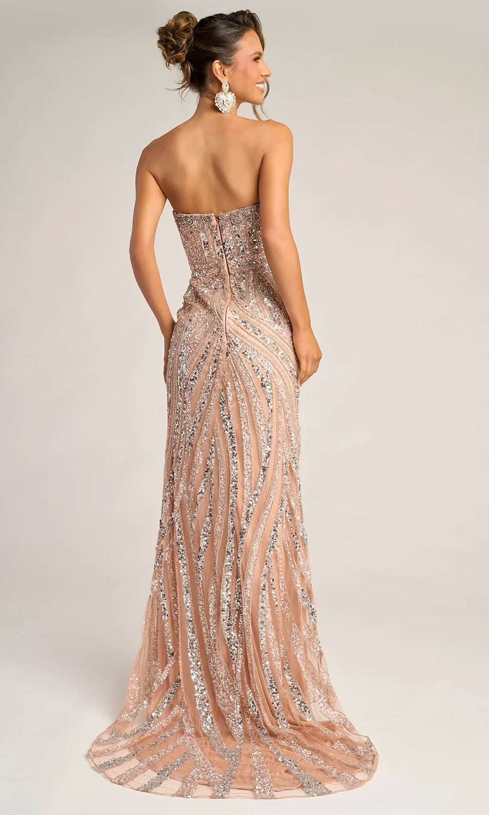Portia and Scarlett PS26418C - Plunging V-Neck Sparkling Fitted Dress