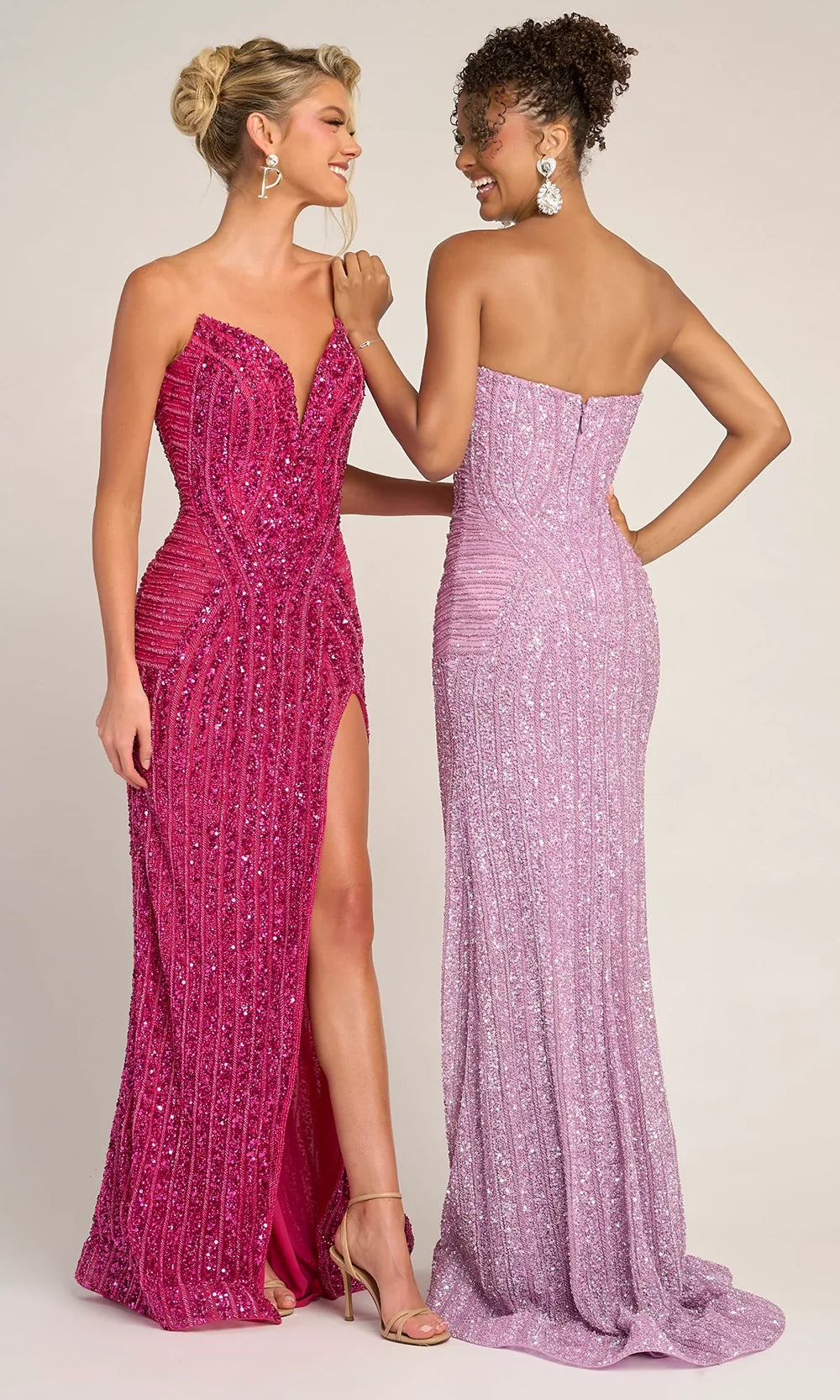Portia and Scarlett PS26424C - Fully Embellished Strapless Dress With Slit Pageant Dresses