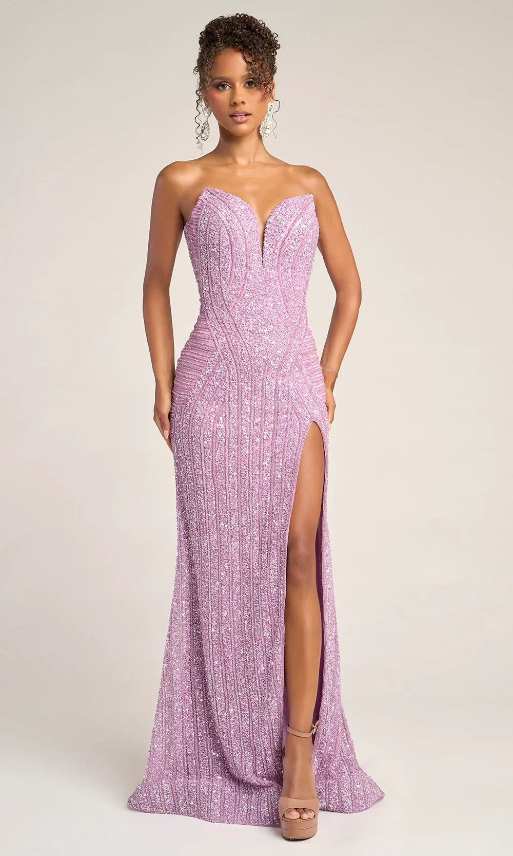 Portia and Scarlett PS26424C - Fully Embellished Strapless Dress With Slit Pageant Dresses