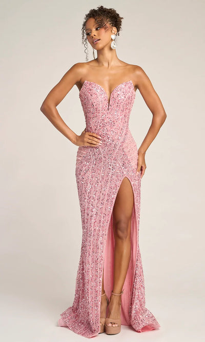 Portia and Scarlett PS26424C - Fully Embellished Strapless Dress With Slit Pageant Dresses