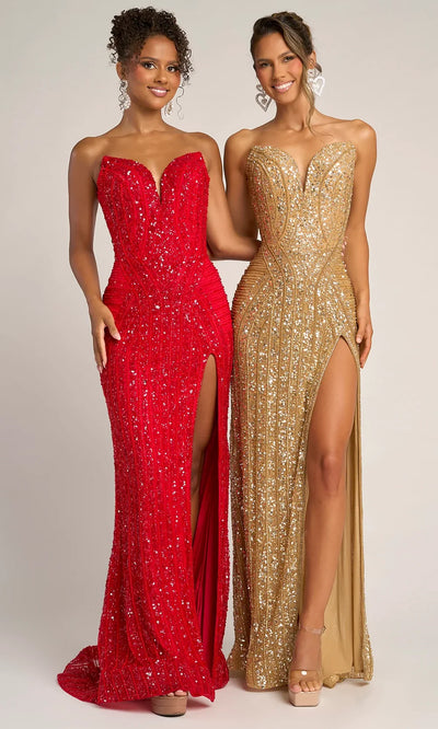 Portia and Scarlett PS26424C - Fully Embellished Strapless Dress With Slit Pageant Dresses