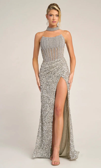 Portia and Scarlett PS26430C - Fitted Sparkling Prom Dress With Choker Prom Dresses