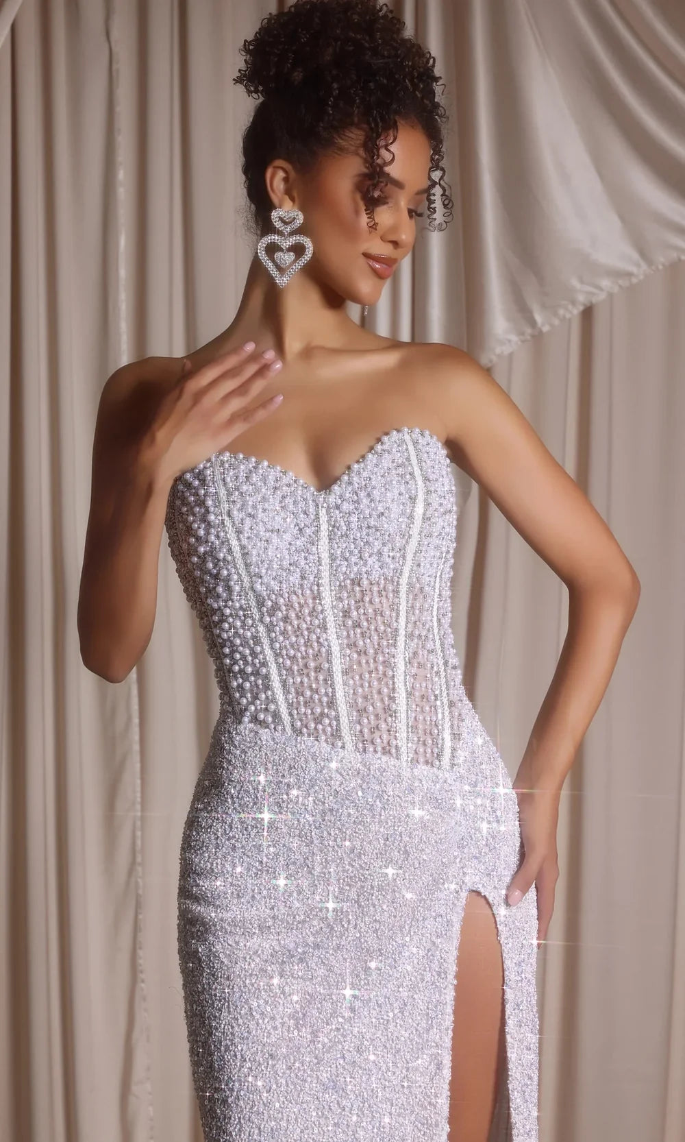 Portia and Scarlett PS26432C - Corset Bodice Embellished Fitted Dress