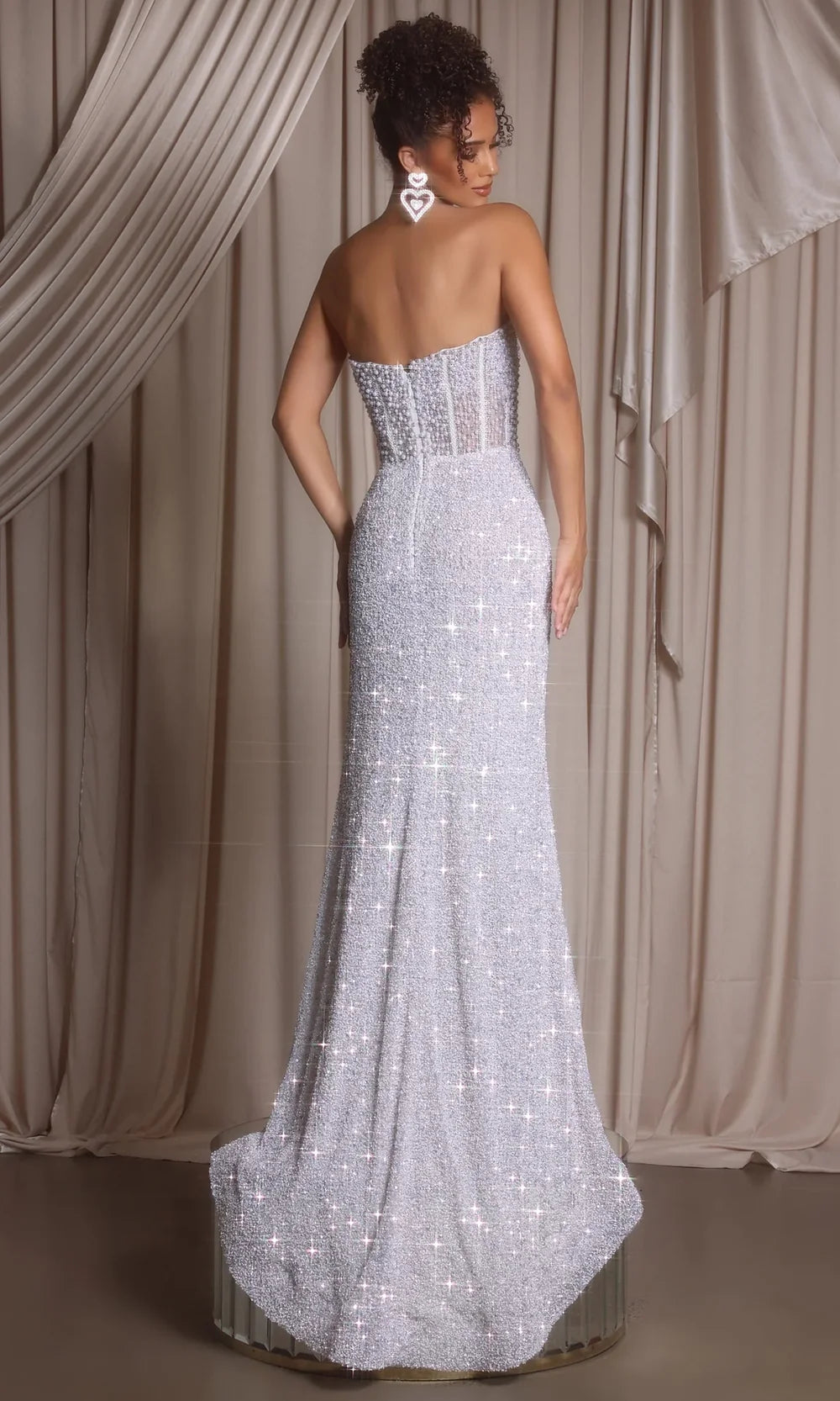 Portia and Scarlett PS26432C - Corset Bodice Embellished Fitted Dress
