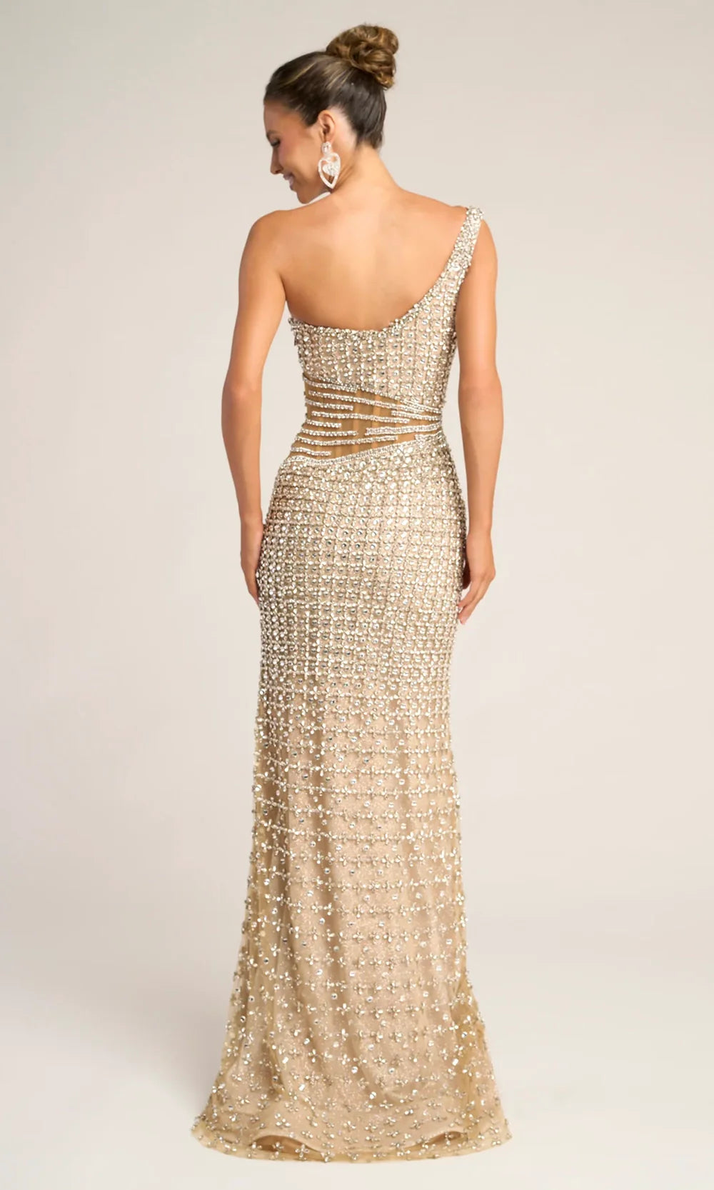 Portia and Scarlett PS26434C - Fully Beaded Asymmetric Evening Gown Prom Dresses