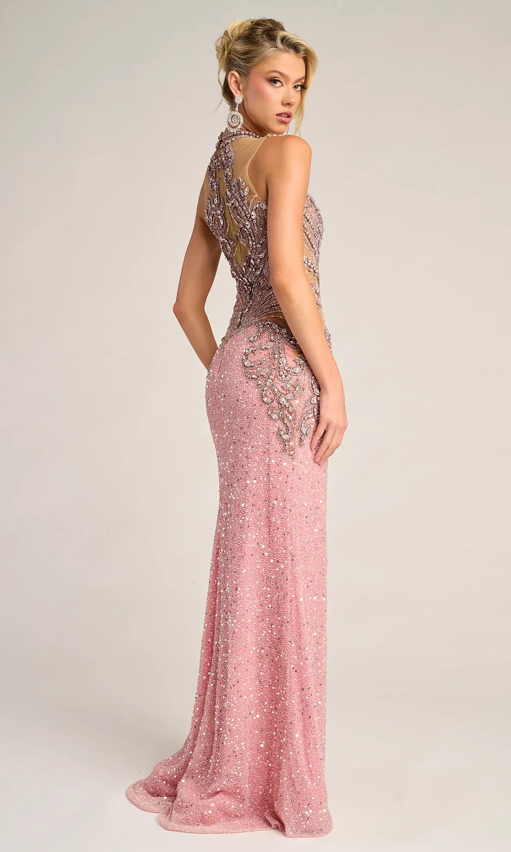 Portia and Scarlett PS26436C - Beaded Applique High Halter Gown Pageant Dresses