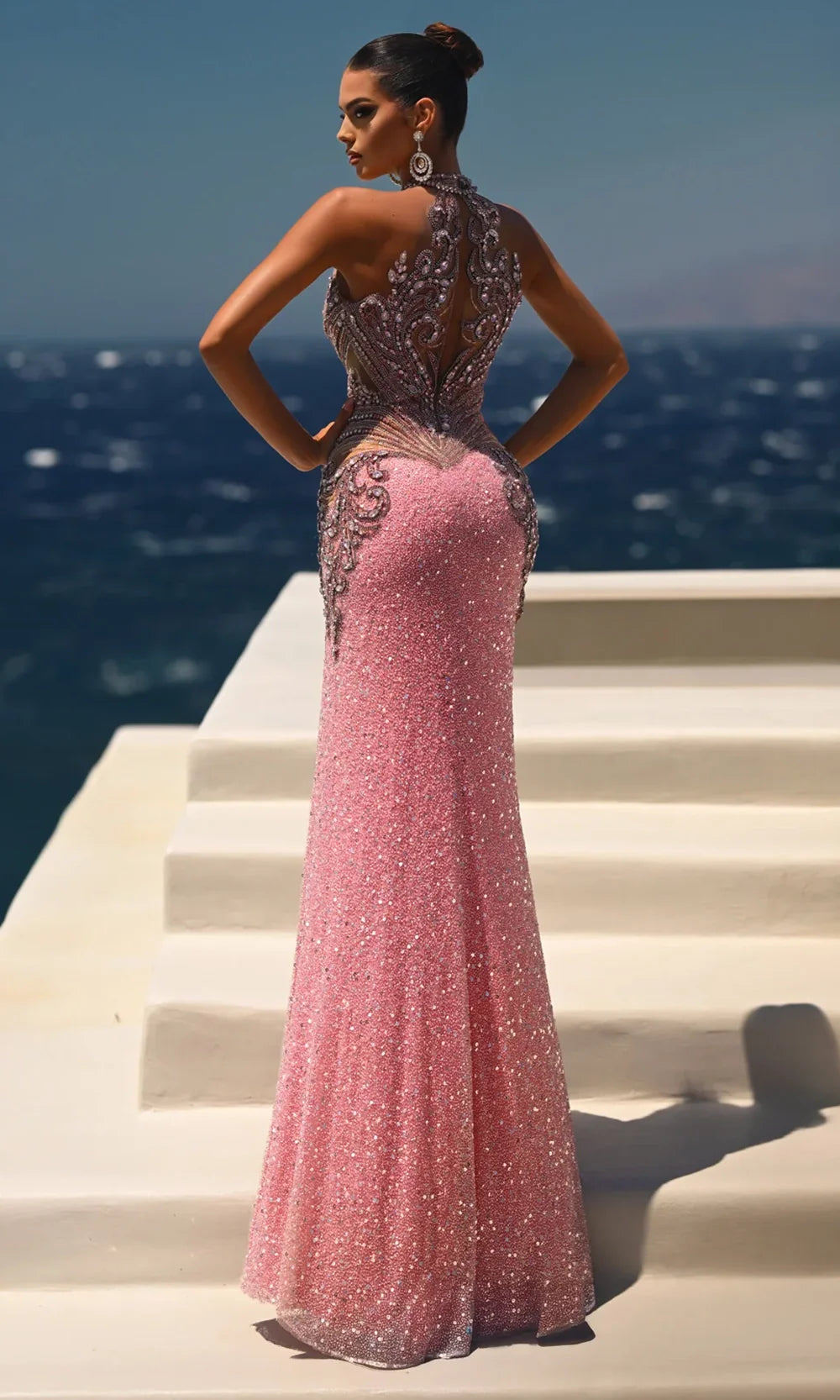 Portia and Scarlett PS26436C - Beaded Applique High Halter Gown Pageant Dresses
