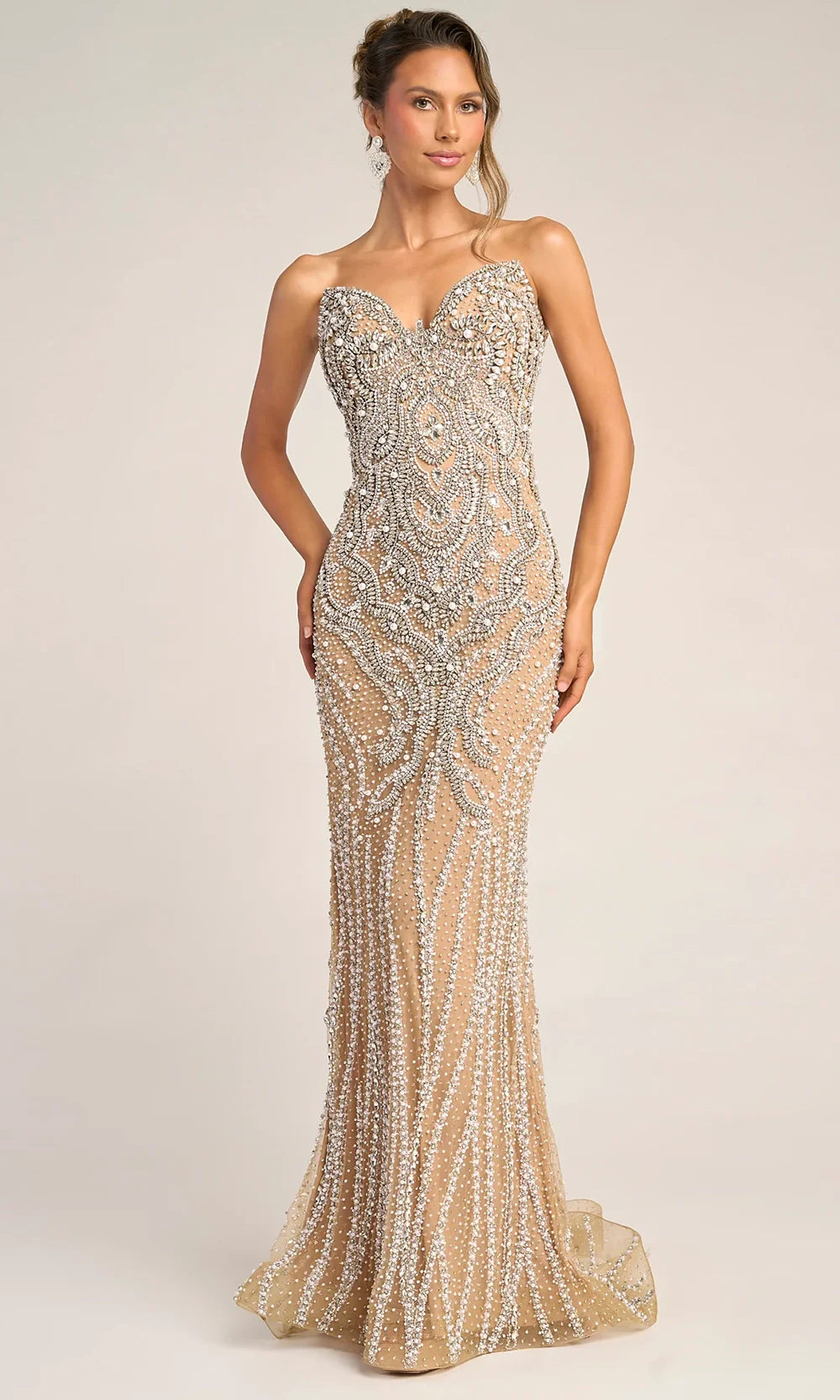 Portia and Scarlett PS26446C - Crystal Beaded Sheath Long Dress Prom Dresses