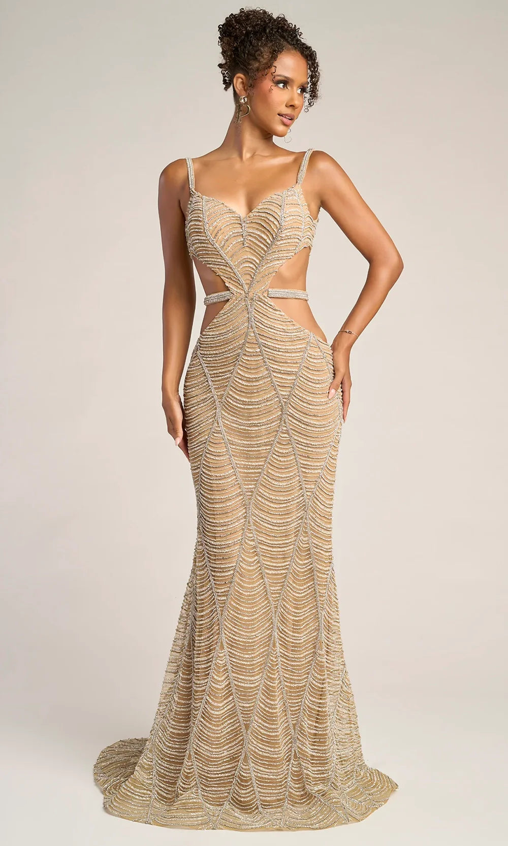 Portia and Scarlett PS26455C - Cutout Beaded Sheath Evening Dress Prom Dresses