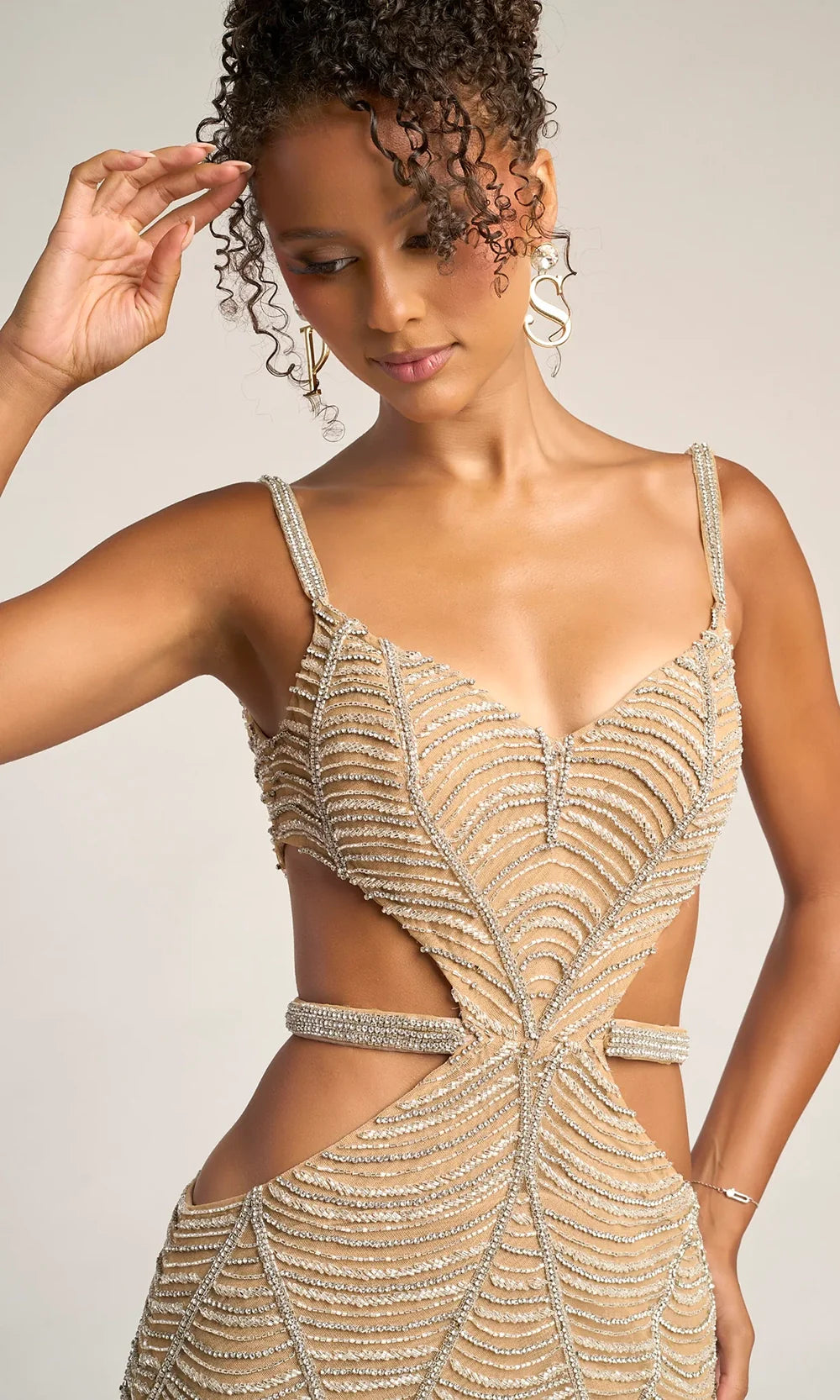 Portia and Scarlett PS26455C - Cutout Beaded Sheath Evening Dress Prom Dresses