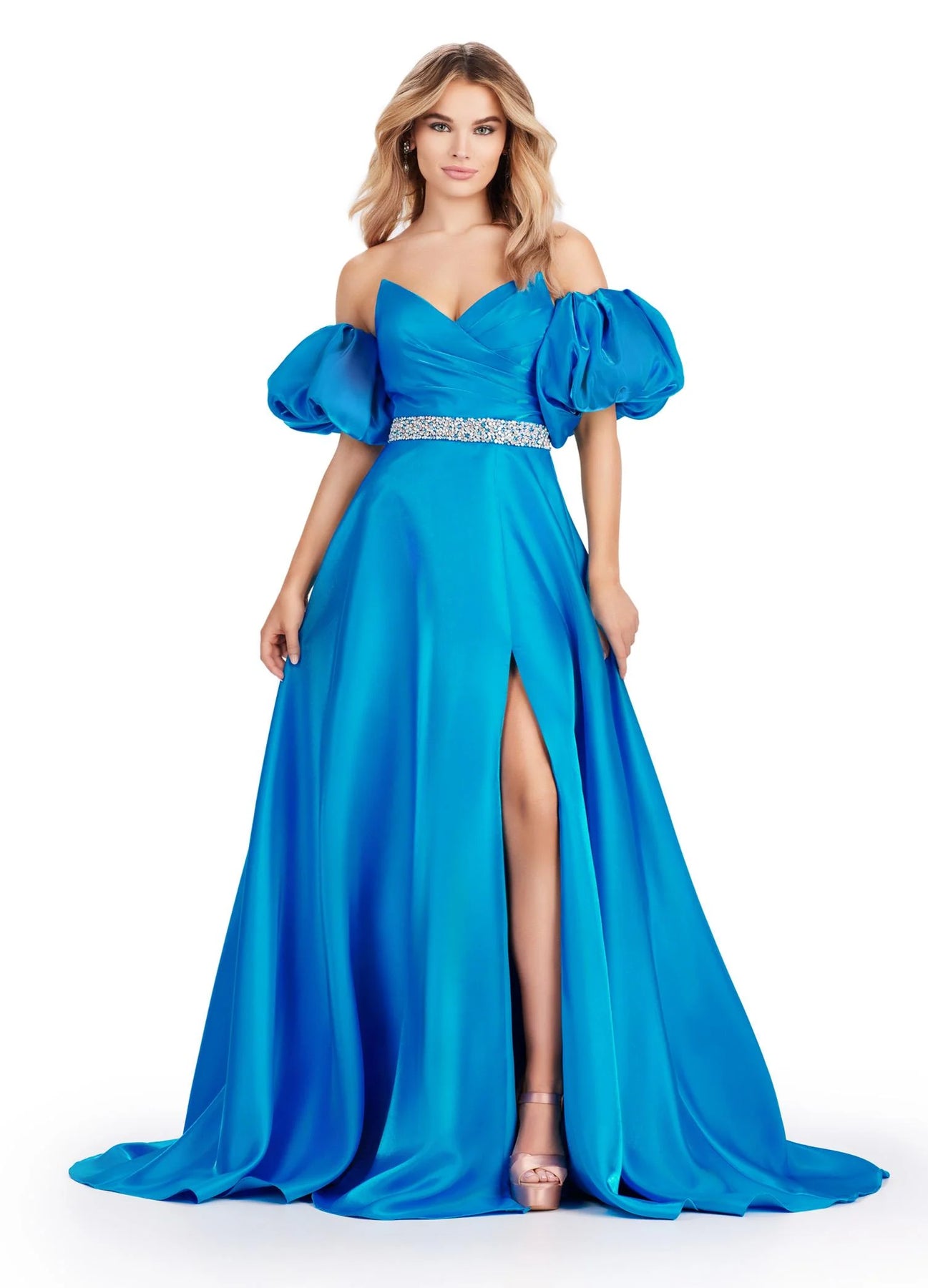 Ashley Lauren 11474 - A-Line Prom Dress with Beaded Belt