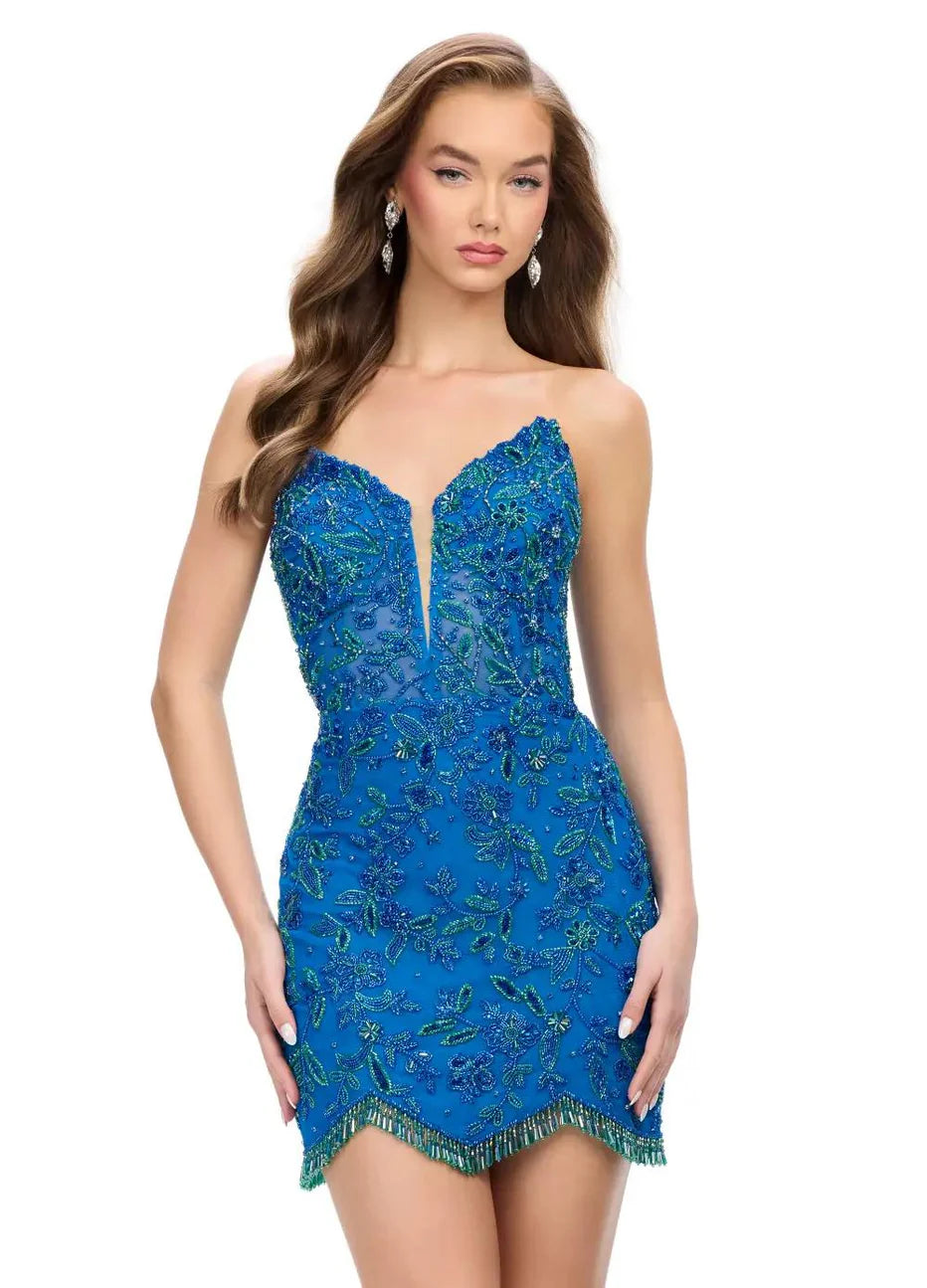 Ashley Lauren 4703 - Strapless Beaded Cocktail Dress