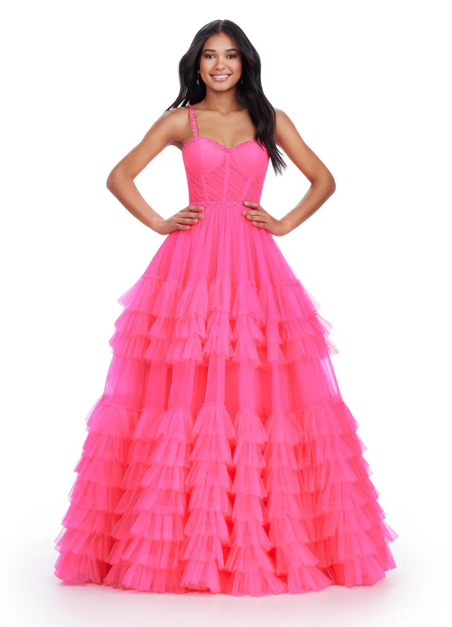 Ashley Lauren 11603 - Spaghetti Strap Tulle Prom Dress