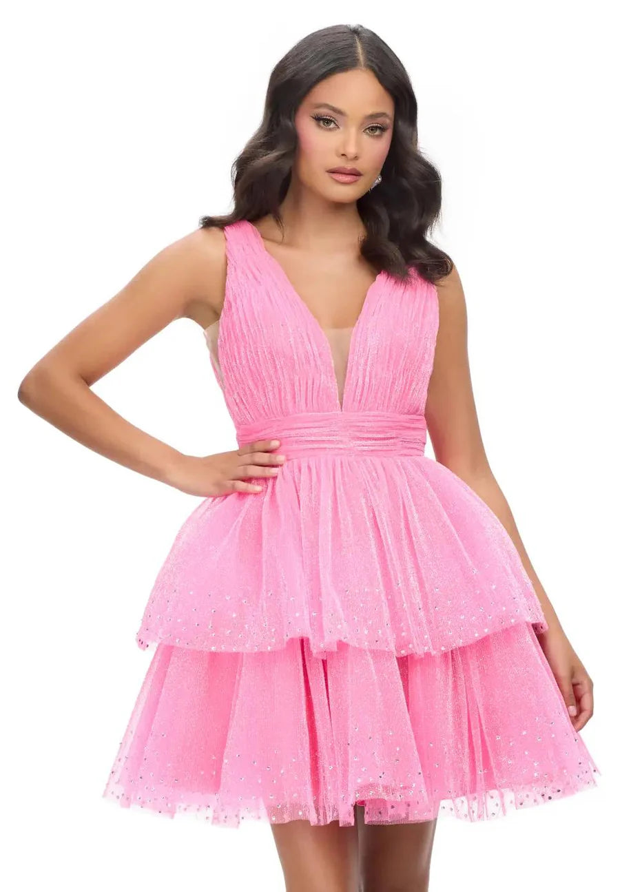 Ashley Lauren 4695 - Tulle Glitter Cocktail Dress