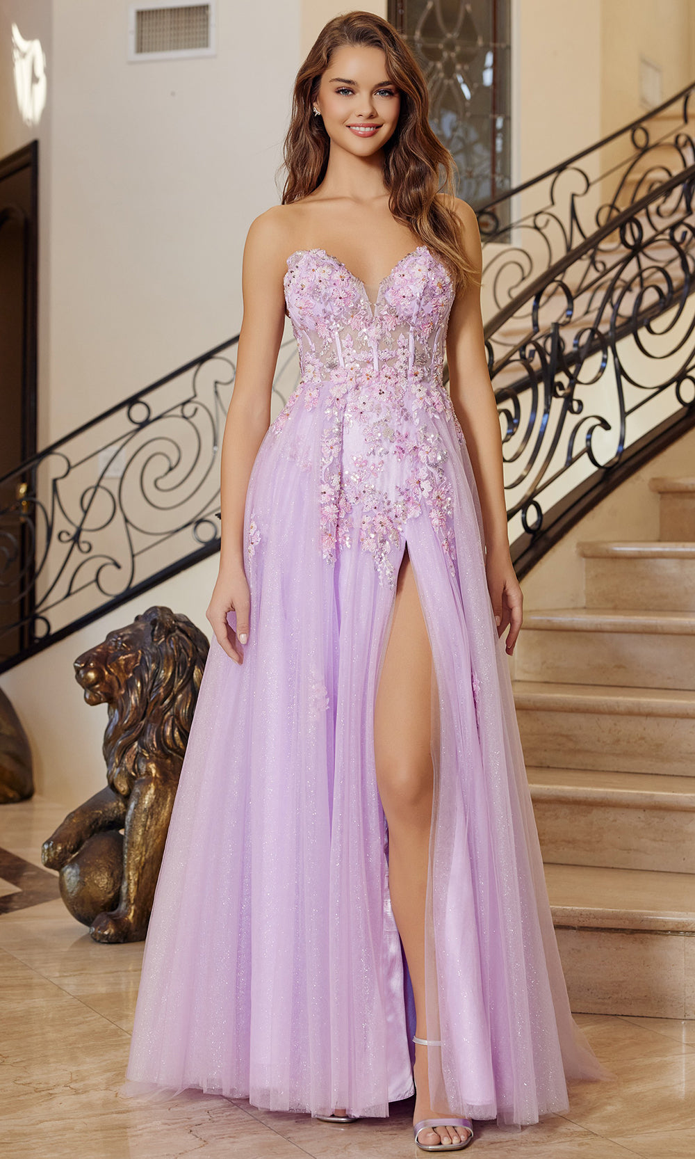 Nox Anabel Q1773 - Strapless Glitter Tulle Dress Prom Dresses
