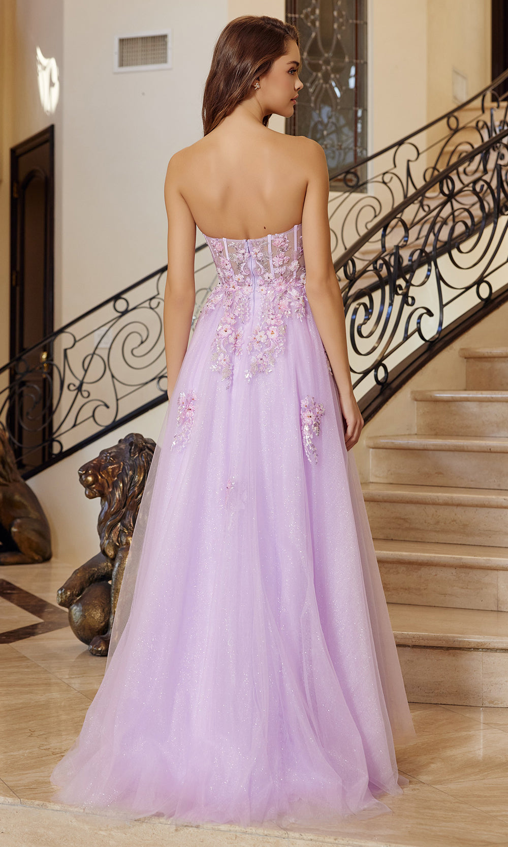 Nox Anabel Q1773 - Strapless Glitter Tulle Dress Prom Dresses