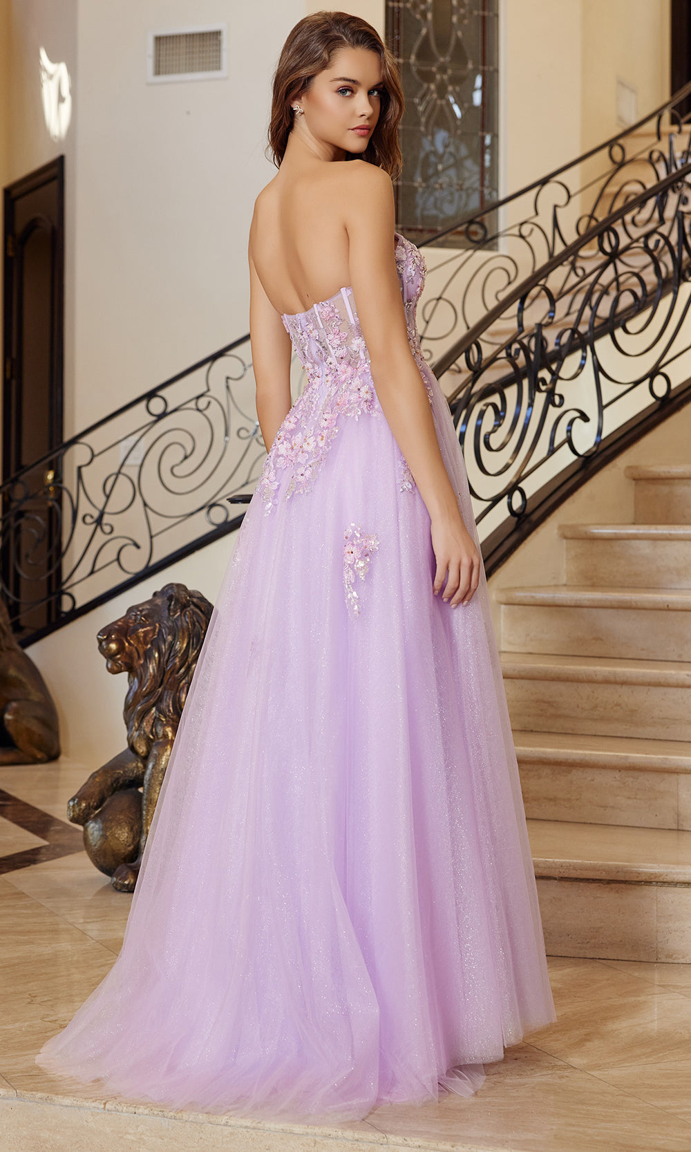 Nox Anabel Q1773 - Strapless Glitter Tulle Dress Prom Dresses