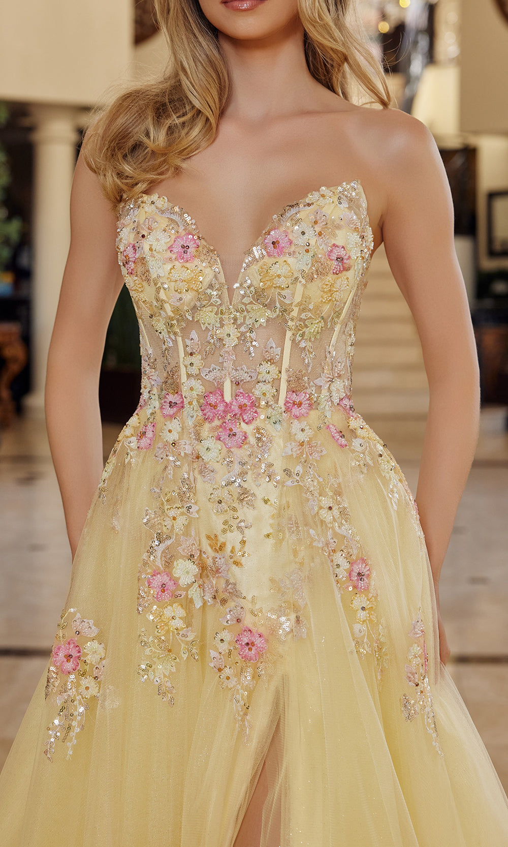 Nox Anabel Q1773 - Strapless Glitter Tulle Dress Prom Dresses