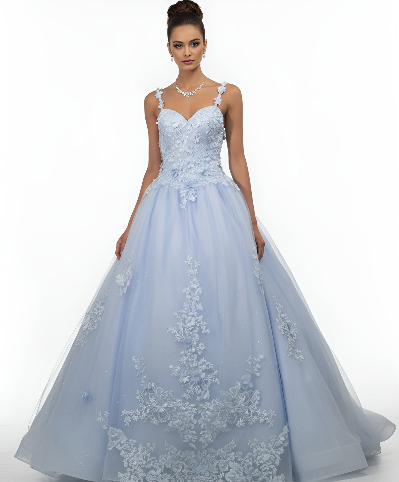 Jovani Q39393 - Embroidered Lace-Up Back Ballgown Ball Gowns in In Blue