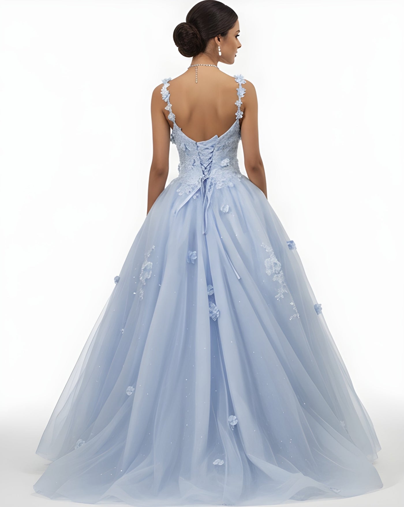 Jovani Q39393 - Embroidered Lace-Up Back Ballgown Ball Gowns in In Blue