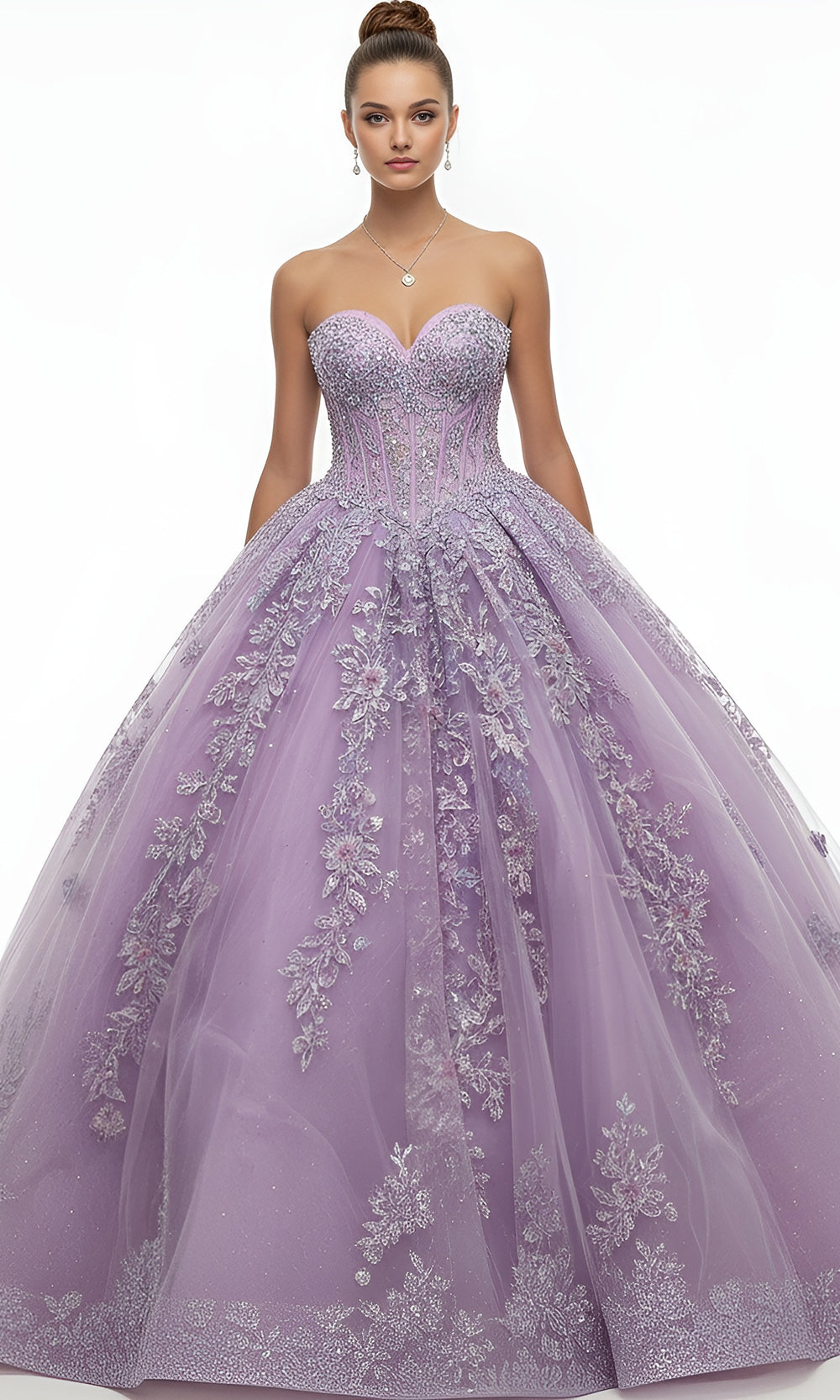 Jovani Q43432 - Floral Lace Sweetheart Corset Ballgown