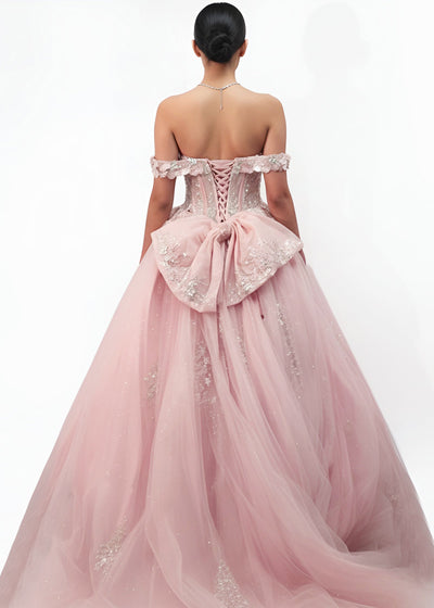 Jovani Q43434 - Bow Back Embroidered Ballgown Quinceanera Dresses in In Pink