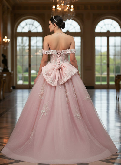 Jovani Q43434 - Bow Back Embroidered Ballgown Quinceanera Dresses in In Pink