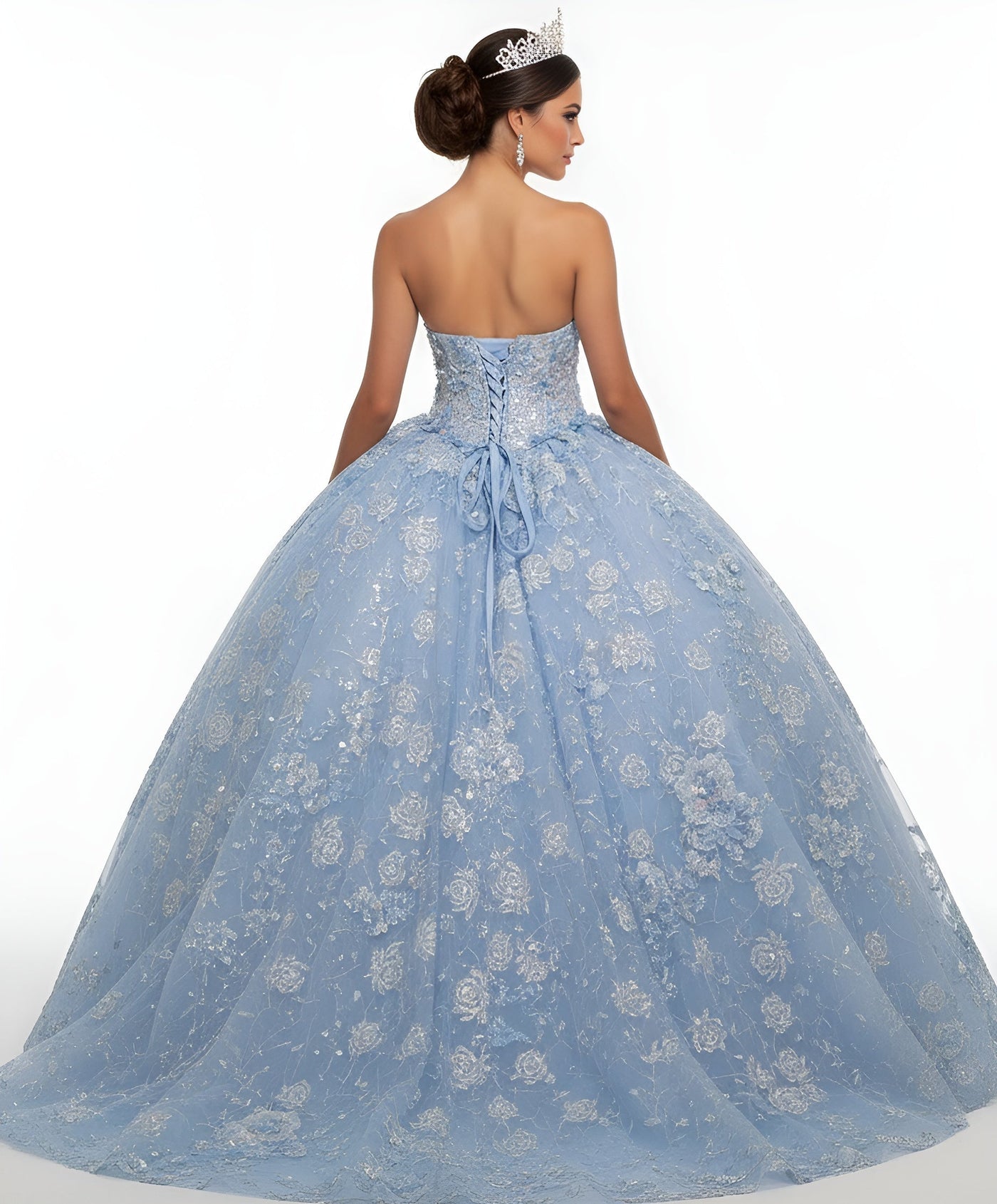 Jovani Q43813 - Strapless Quince Gown with Embroidery Quinceanera Dresses in Blue