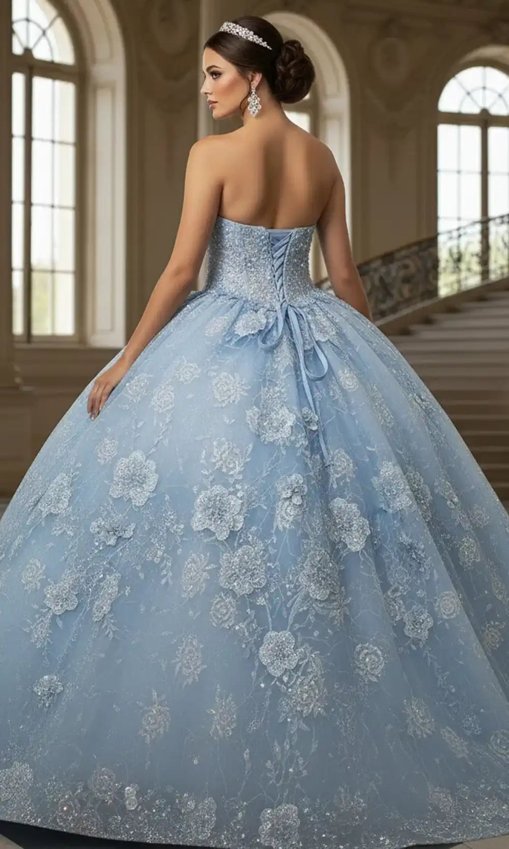 Jovani Q43813 - Strapless Quince Gown with Embroidery