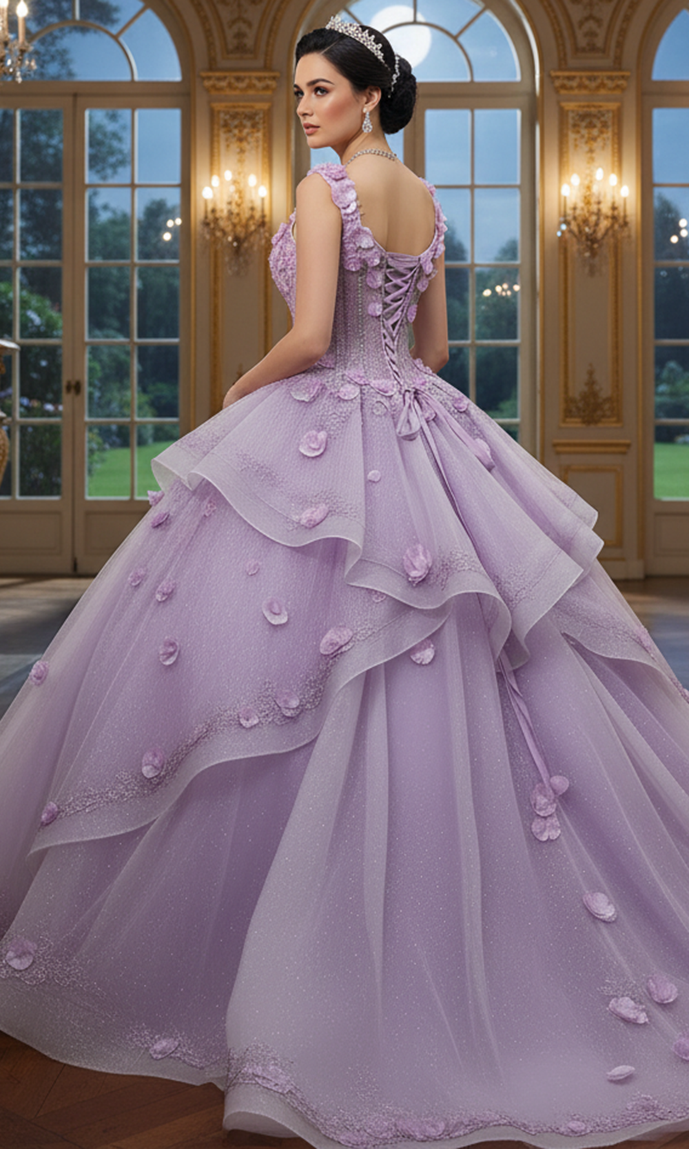 Jovani Q43810 - Layered Tulle Floral Ballgown
