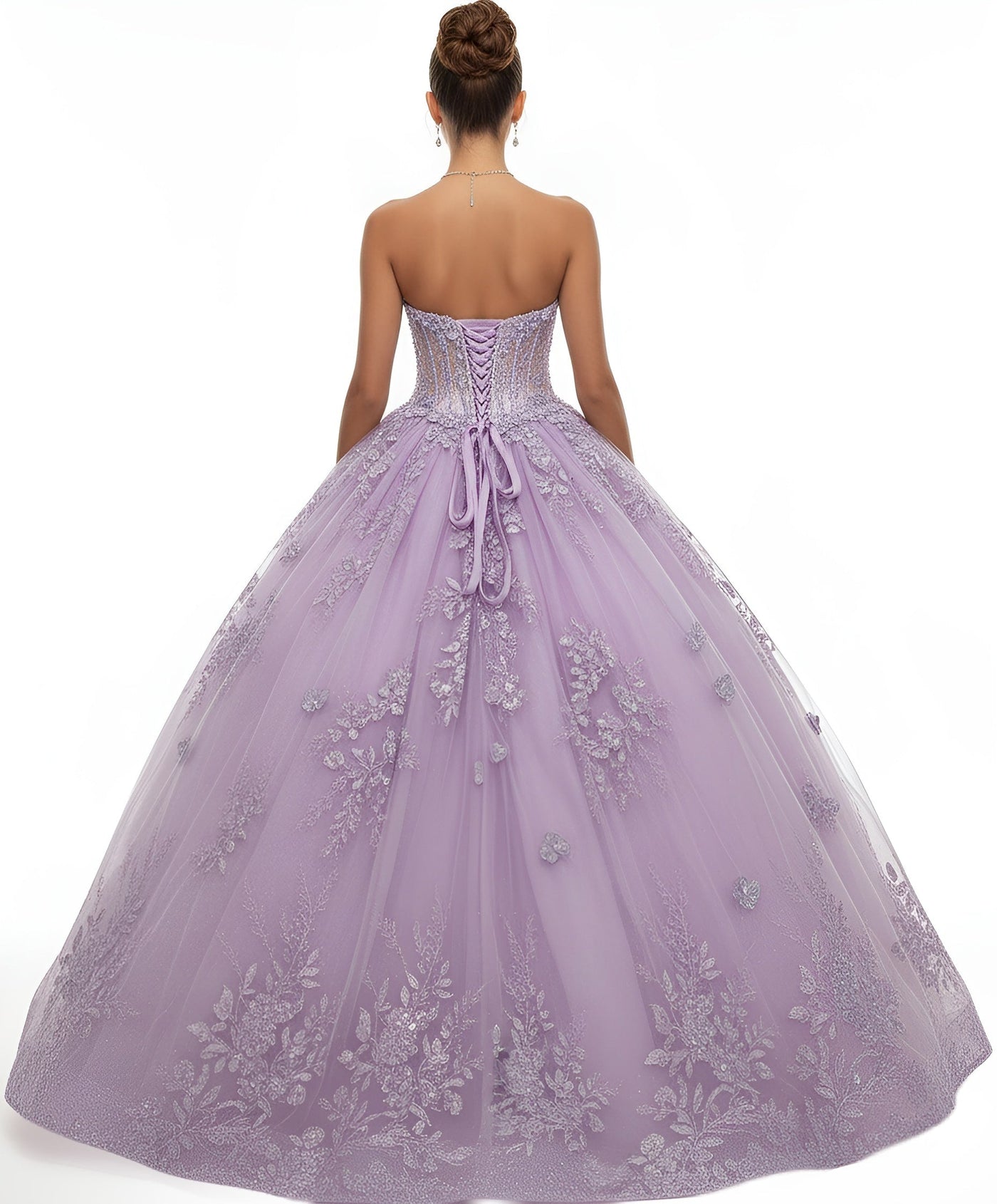 Jovani Q43812 - Embroidered Strapless Corset Ballgown Quinceanera Dresses Corset In Purple 