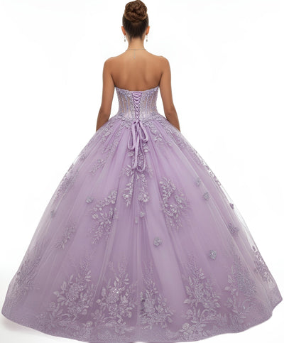 Jovani Q43812 - Embroidered Strapless Corset Ballgown Quinceanera Dresses Corset In Purple 