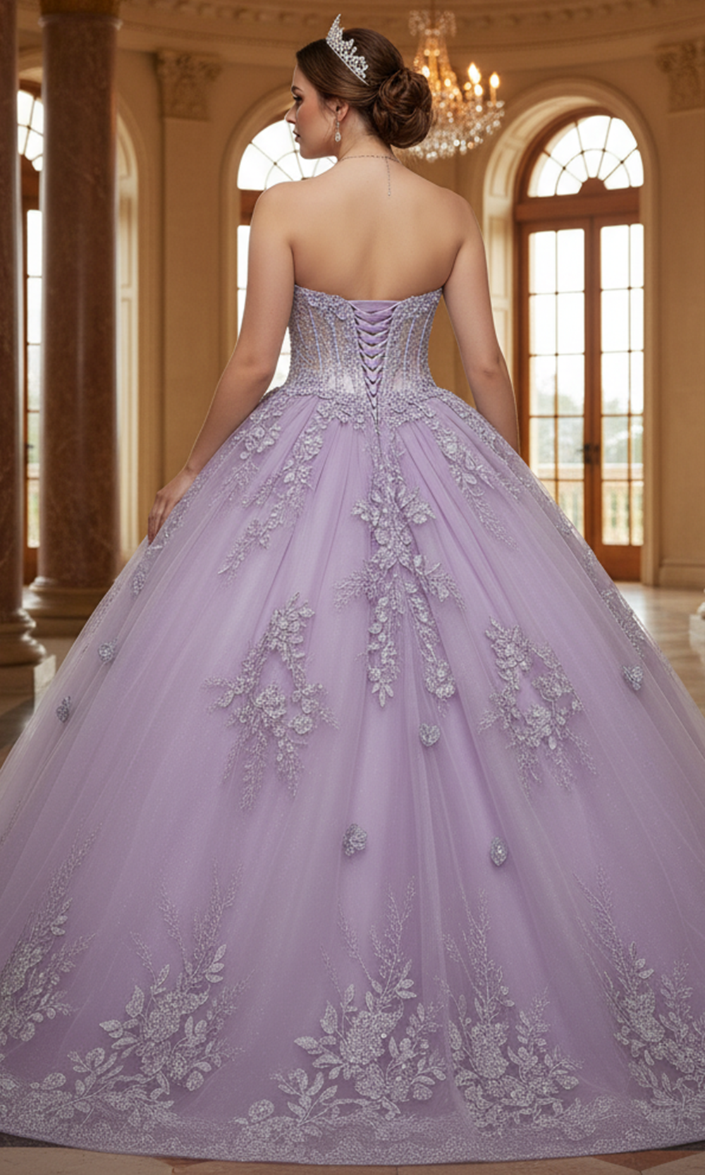 Jovani Q43812 - Embroidered Strapless Corset Ballgown