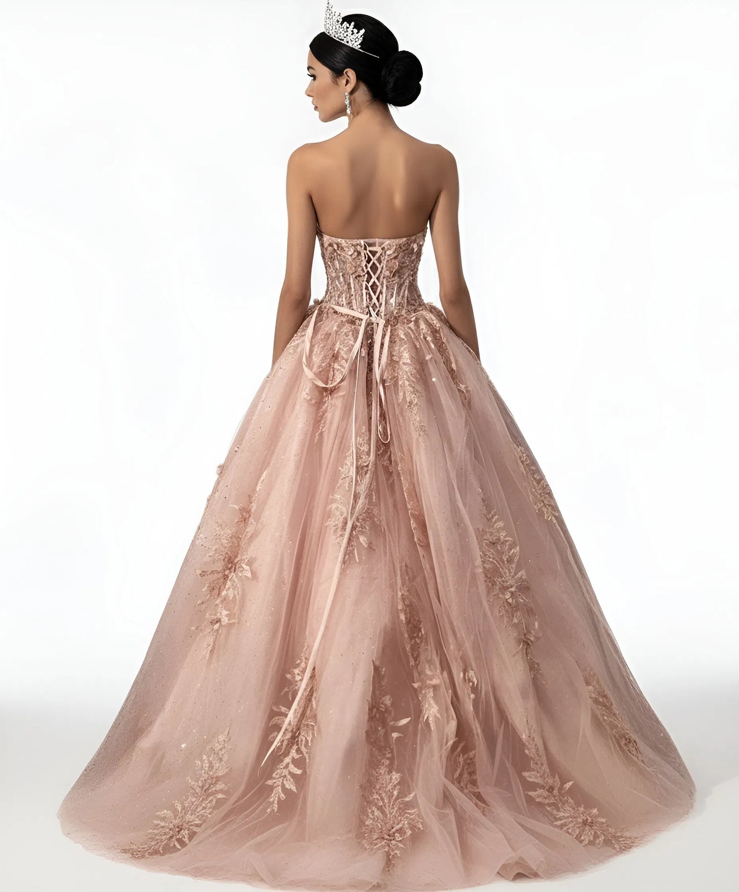 Jovani Q45684 - Sweetheart Lace Corset Tulle Ballgown