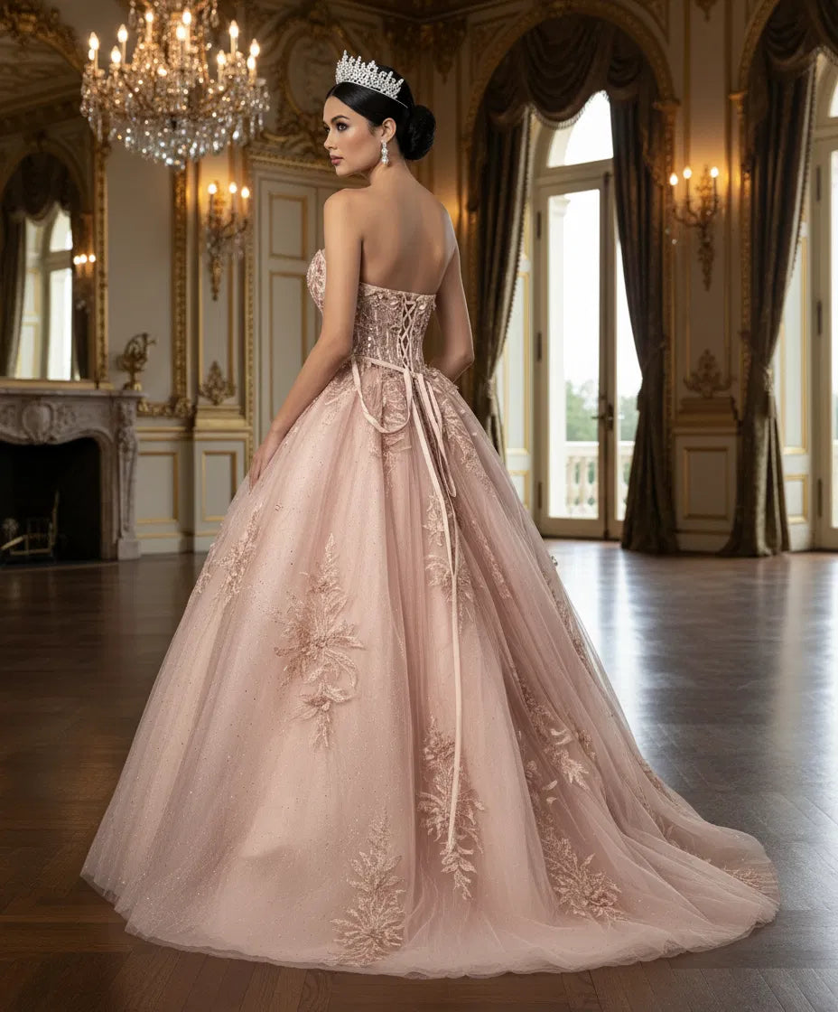 Jovani Q45684 - Sweetheart Lace Corset Tulle Ballgown