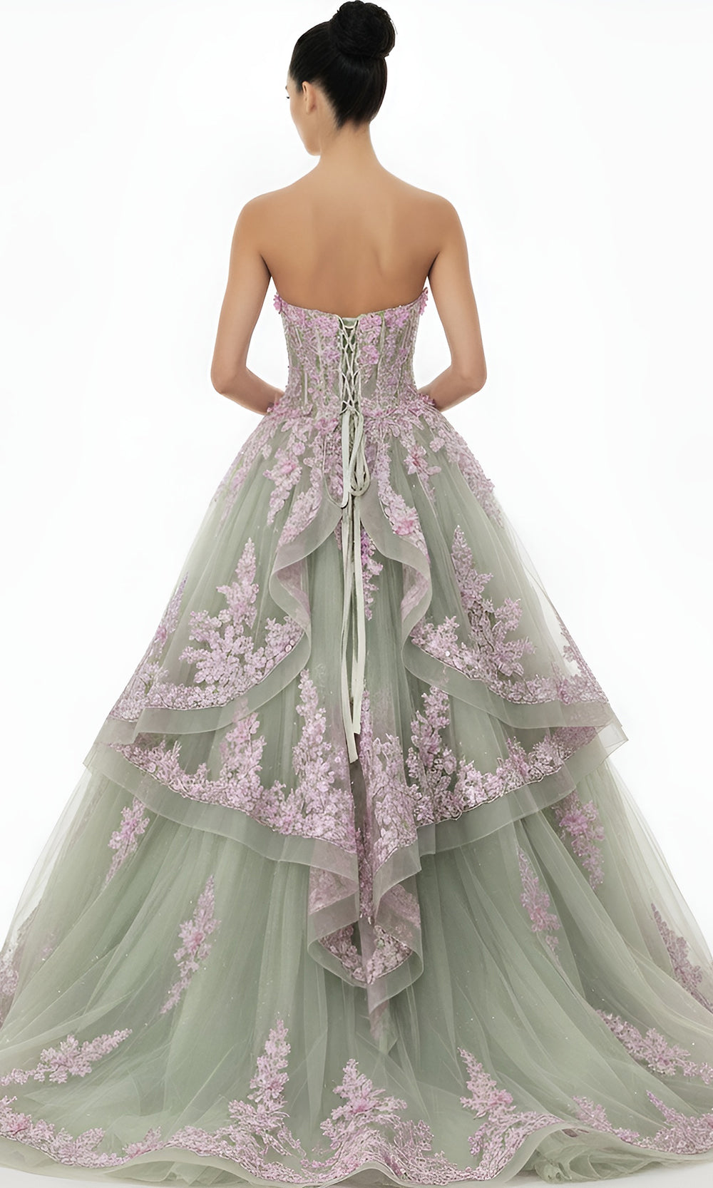 Jovani Q45685 - Sweetheart Bodice Floral Applique Ballgown