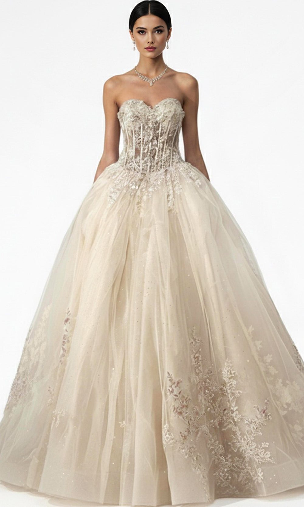 Jovani Q47374 - Corset Sweetheart Embroidered Ballgown