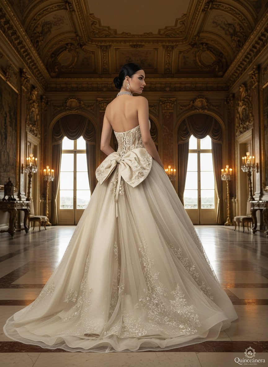 Jovani Q47374 - Corset Sweetheart Embroidered Ballgown Quinceanera Dresses In Neutral