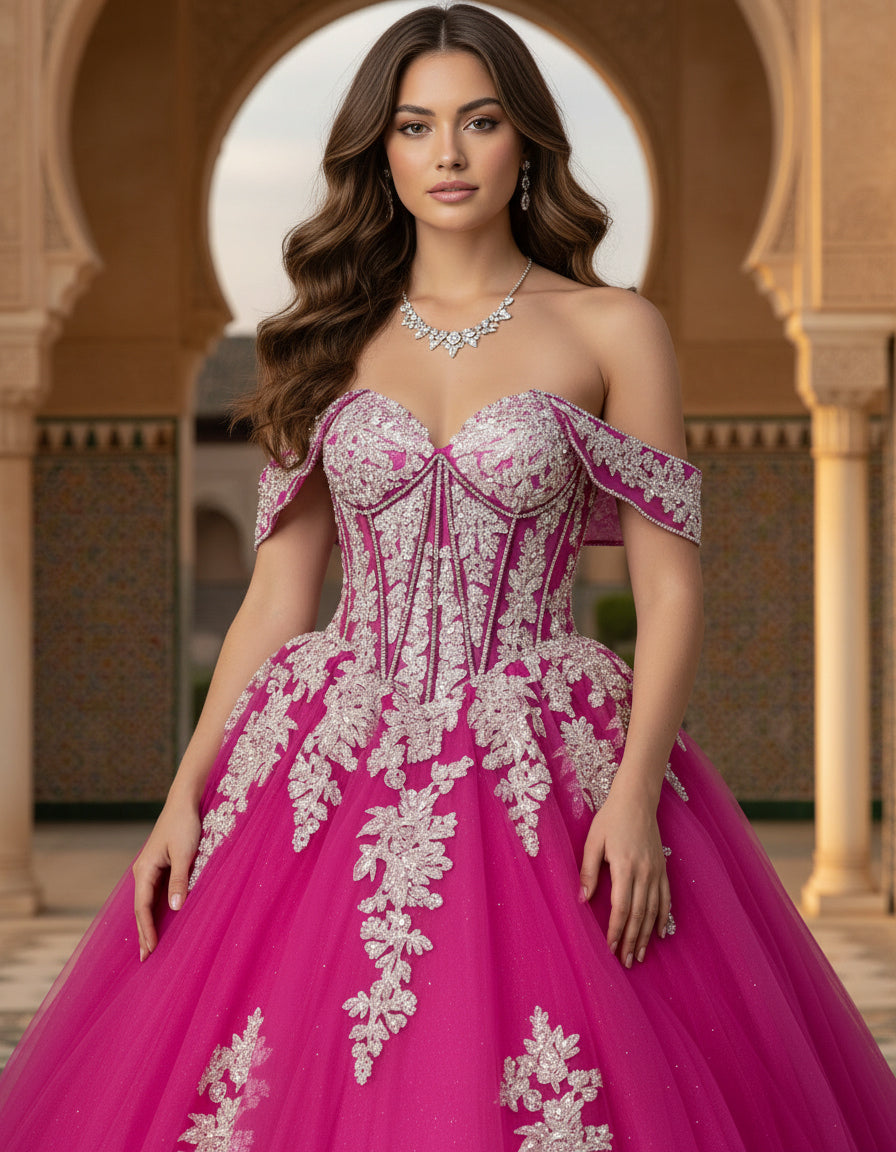 Jovani Q47375 - Beaded Corset Sweetheart Quince Gown Quinceanera Dresses in Purple