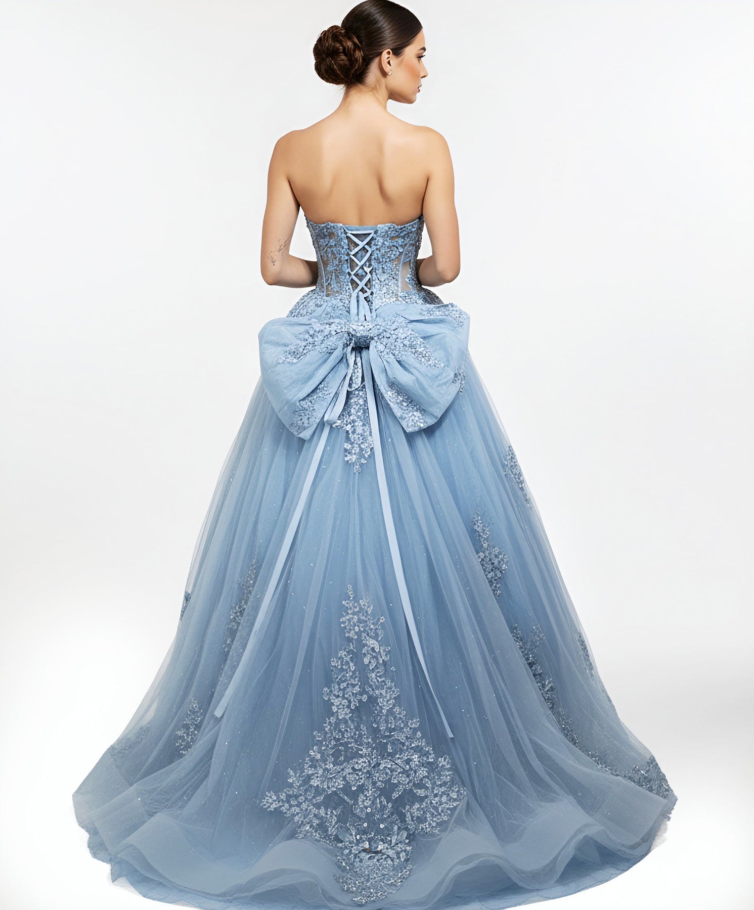 Jovani Q49712 - Sweetheart Strapless Ballgown with Embroidery In Blue