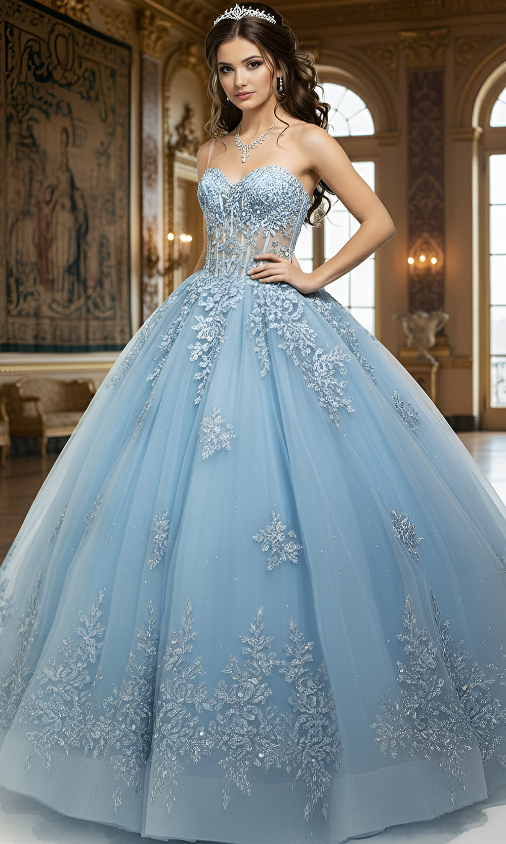 Jovani Q49712 - Bow Accent Strapless Voluminous Gown