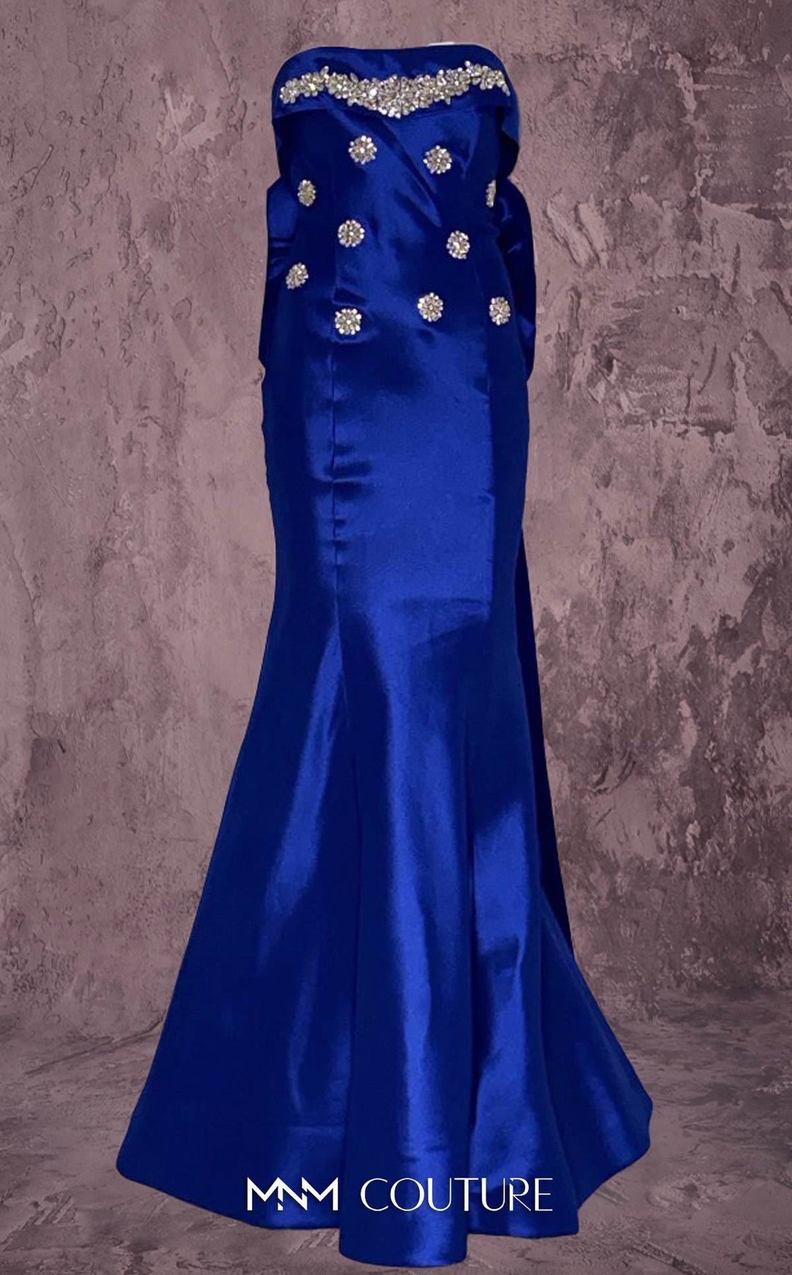 MNM COUTURE Q5574 - Rhinestone Embellished Strapless Long Gown Prom Dresses