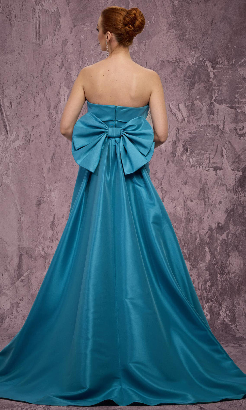 MNM COUTURE Q5574 - Rhinestone Embellished Strapless Long Gown Prom Dresses in Blue 