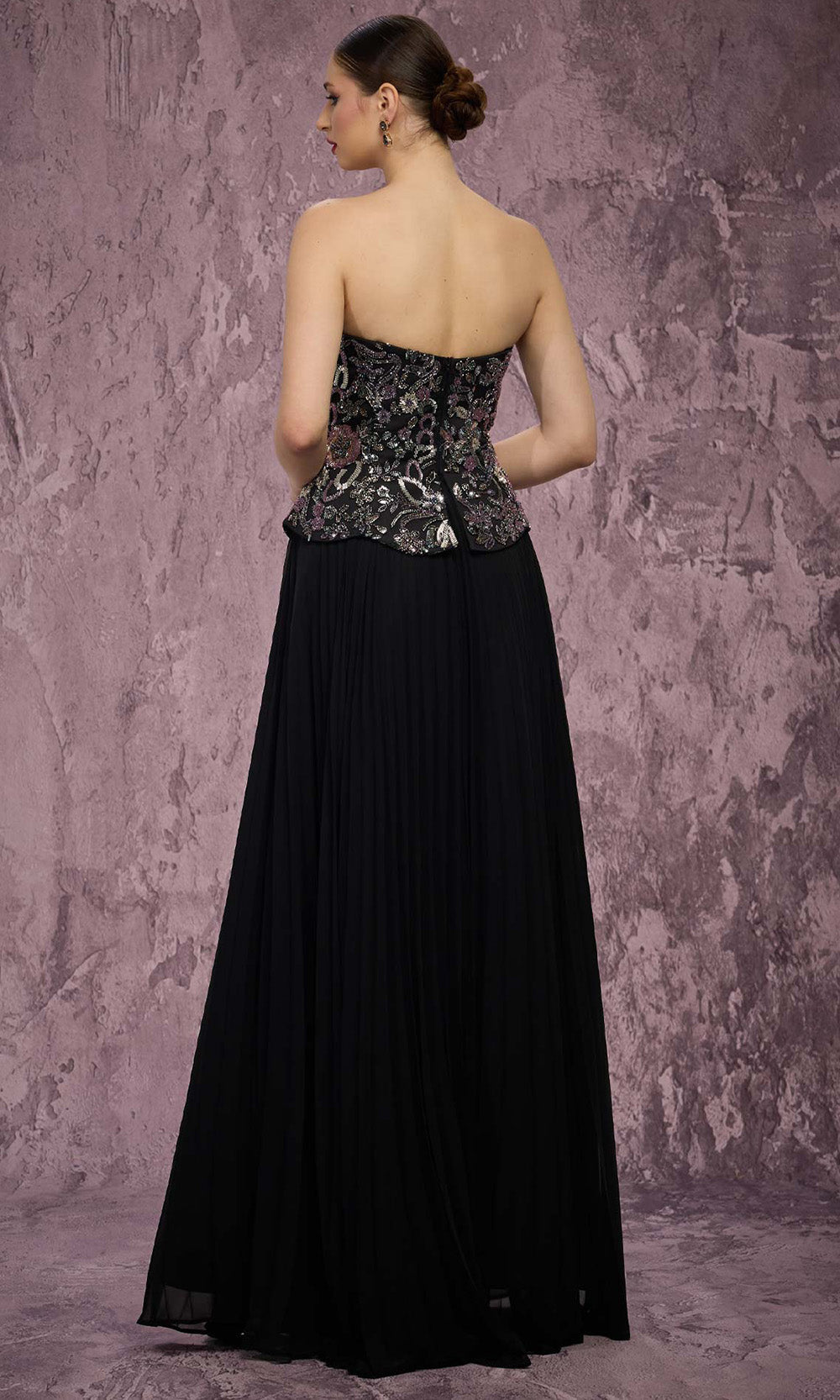 MNM COUTURE Q7778 - Pleated Skirt Sweetheart Long Dress Prom Dresses in Black 