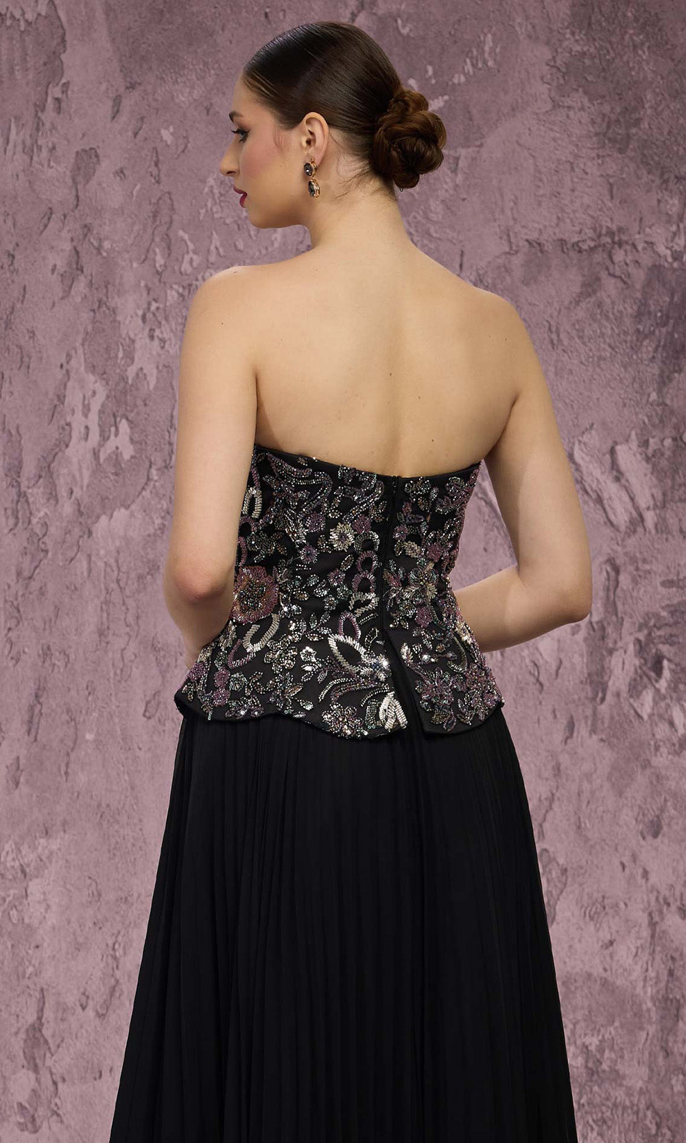 MNM COUTURE Q7778 - Pleated Skirt Sweetheart Long Dress Prom Dresses in Black 