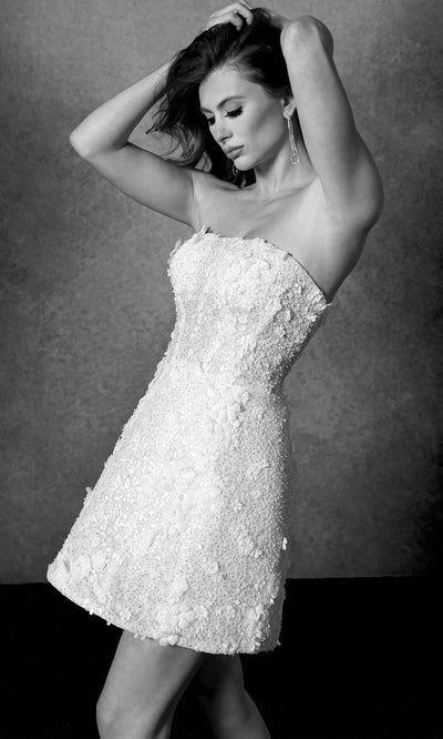 Rachel Allan RB1000 - Straight Neck Beaded A-Line Dress Bridal Dresses