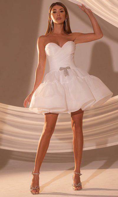 Rachel Allan RB1002 - Sweetheart Beaded Bow Short Dress Cocktail Dresses
