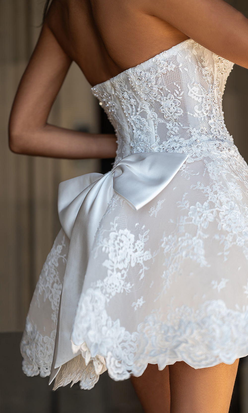 Rachel Allan RB1011 - Corset Bodice Mini with Flared Skirt Cocktail Dresses in Ivory Nude