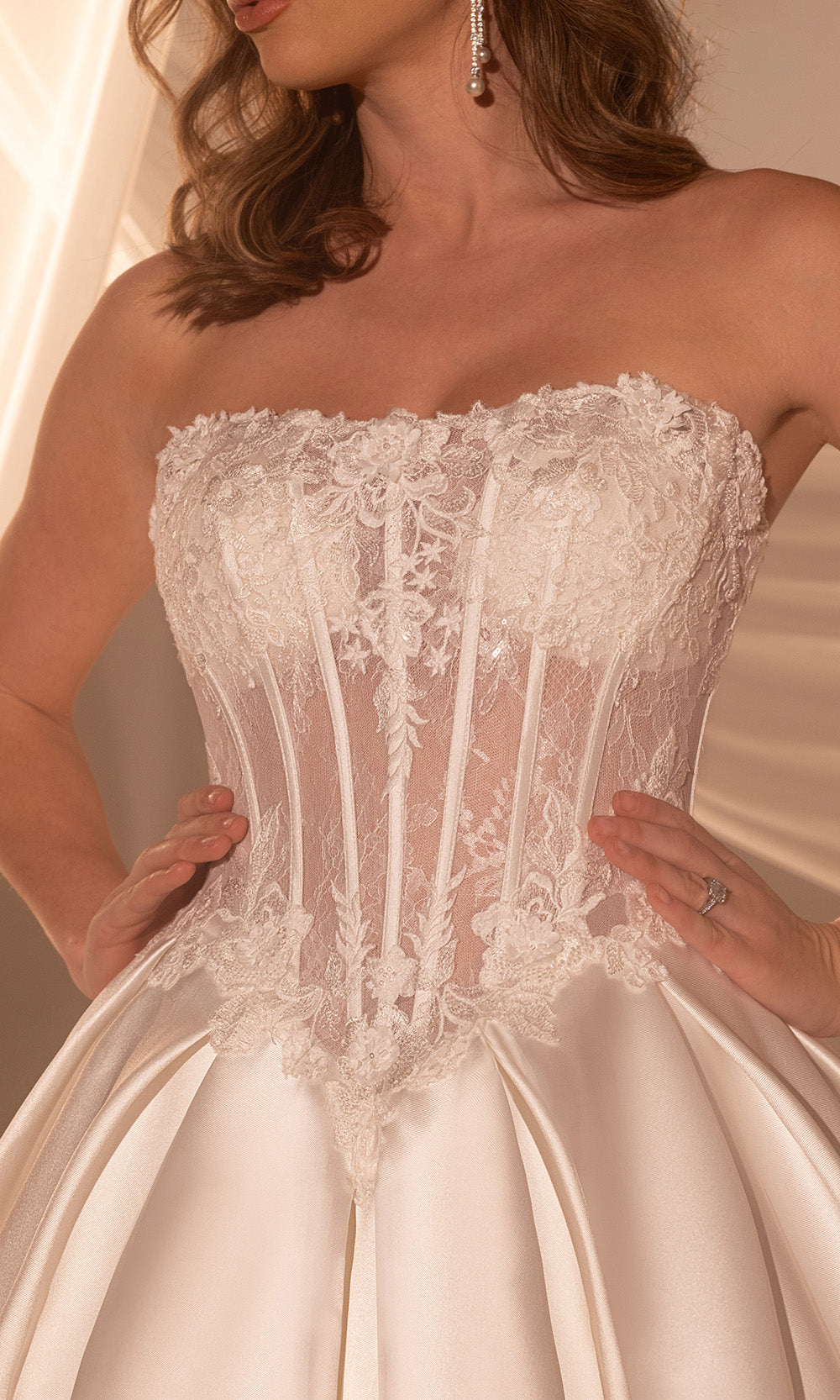 Rachel Allan RB2215 - Embroidered Illusion Corset Bridal Gown Wedding Dresses